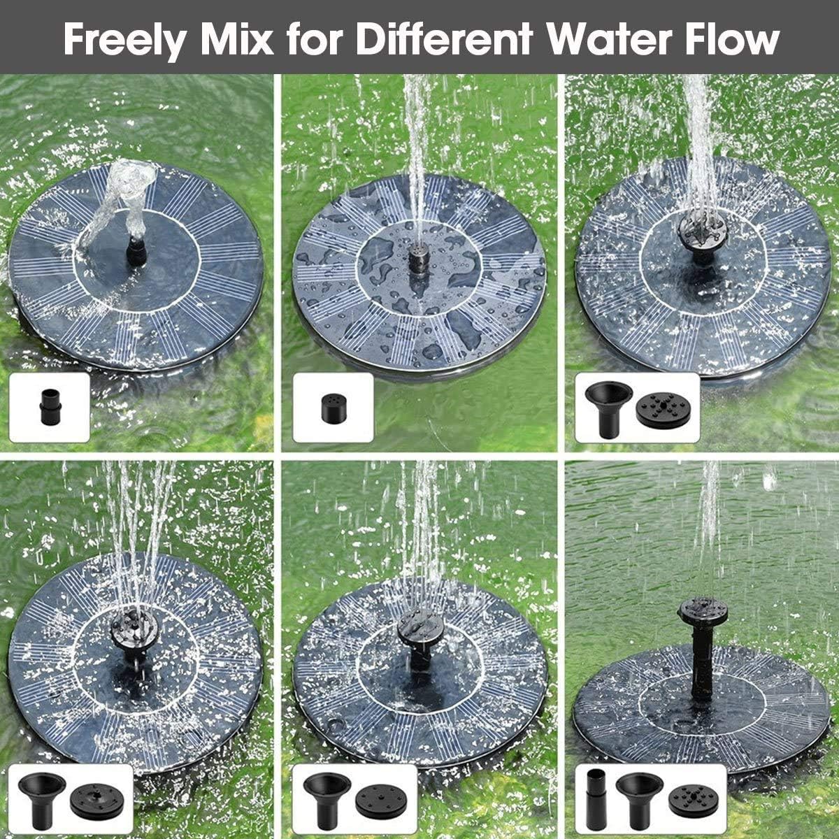 Fontaine Solaire Pompe, Pompe à Eau Solaire, 1.4W Pompe à Eau Solaire + 4 Buses, Mini Fontaine Flottante (Pas Besoin Batterie et Électricité Requise) - 5