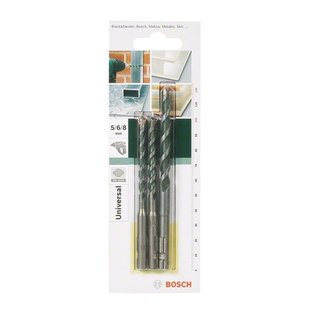 Bosch 2609256919 - Set punte multiuso, SDS-Quick, Ø 5,5/6/7 mm