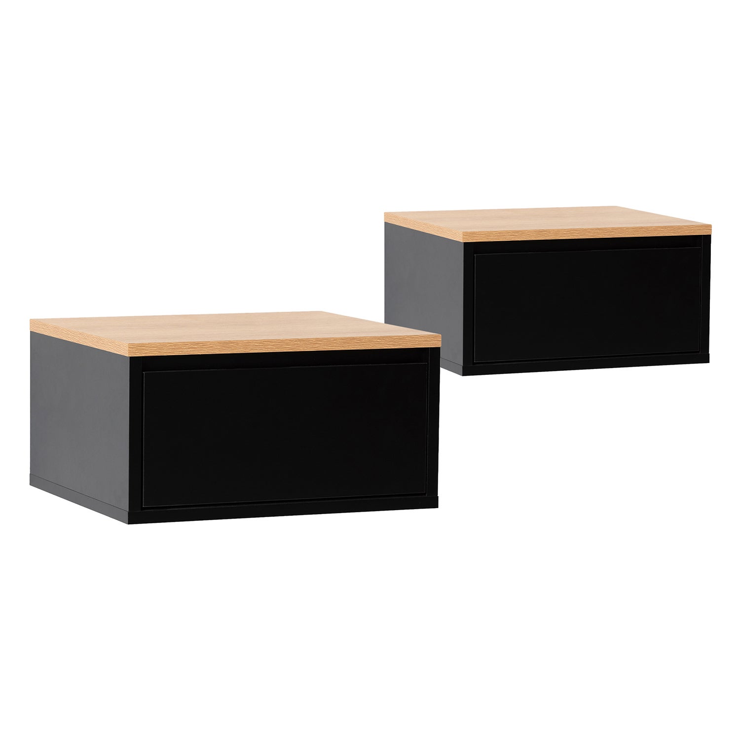 Vs Venta-Stock  Juego 2 Mesitas De Noche Flotante Desi 1 Cajón Color /Roble Negro , Leroy Merlin