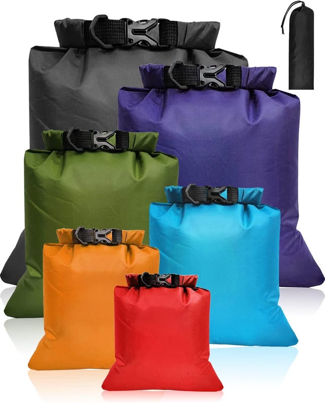 Lot de 6 sacs étanches en ripstop de grande capacité, 8 L, 5 L, 3,5 L, 3 L, 2,5 L, 1,5 L, pour randonnée, camping, pêche, cyclisme (multicolore)