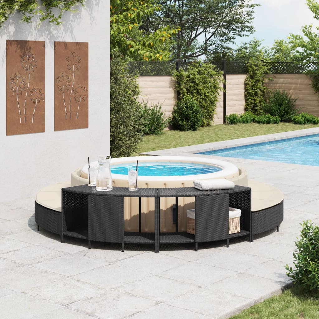 vidaXL Étagères de rangement pour spa 2 pcs noir résine tressée - 3