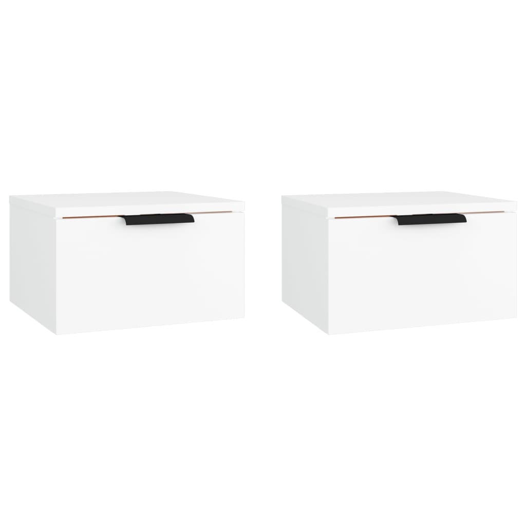 Pack de 2 Mesitas de noche de pared，Mesitas de noche flotantes，Mesilla de noche blanco 34x30x20 cm CFW47580 - 2
