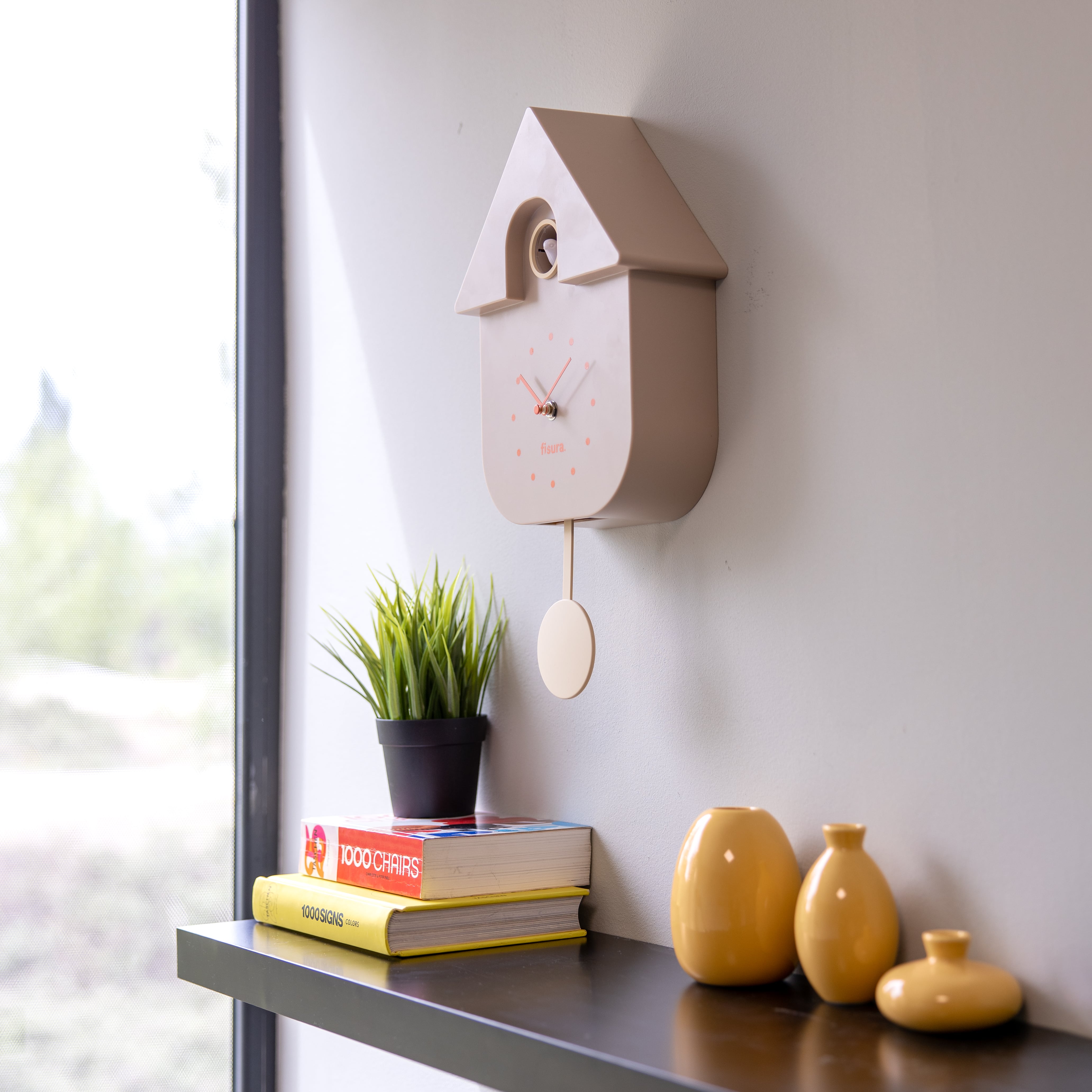 Fisura - Horloge noire et blanche. Horloge murale. Horloge murale originale à offrir en cadeau. 3 piles AA non incluses. 21,5 x 8 x 41,5. Plastique ABS