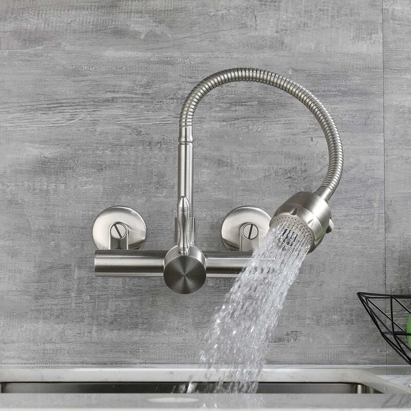 Mitigeur Mural Cuisine Acier Inox 304 – Rotation 360°, Montage 6.3-24cm, Robinet Durable et Hygiénique - 4