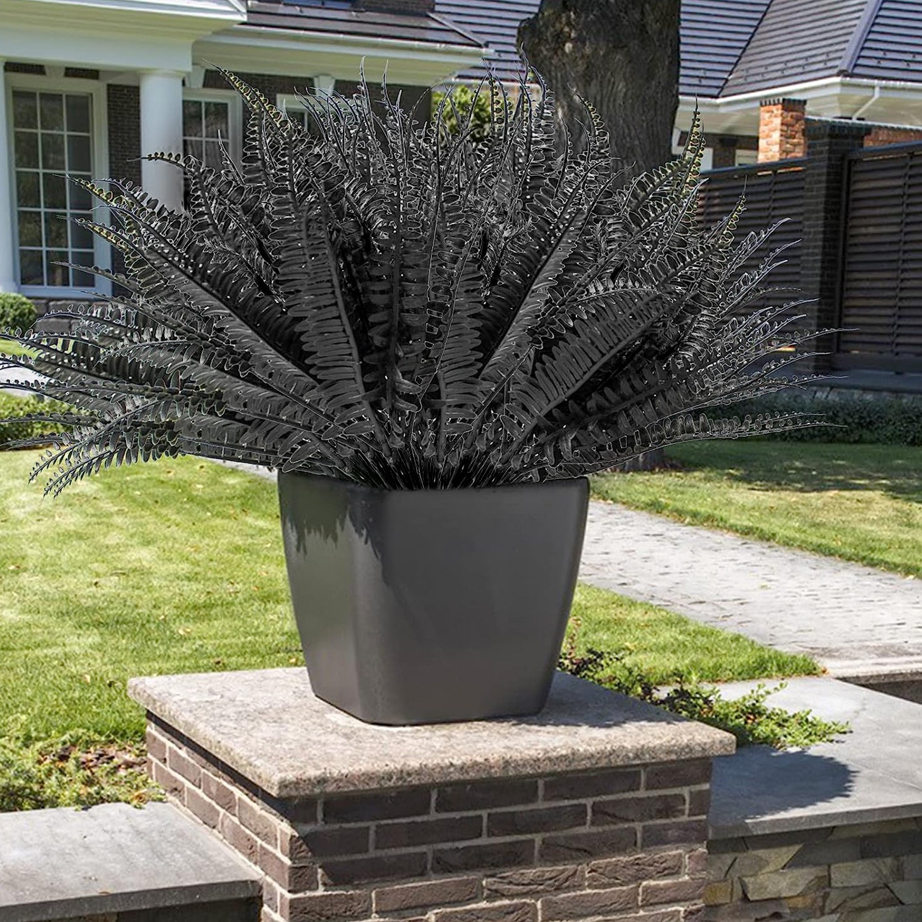 Plantas Artificiales Helecho De Boston, 10 Piezas Plantas Artificiales, Plantas Decorativas Plantas Falsas De Helecho, Ramas Artificiales, Negro - 2