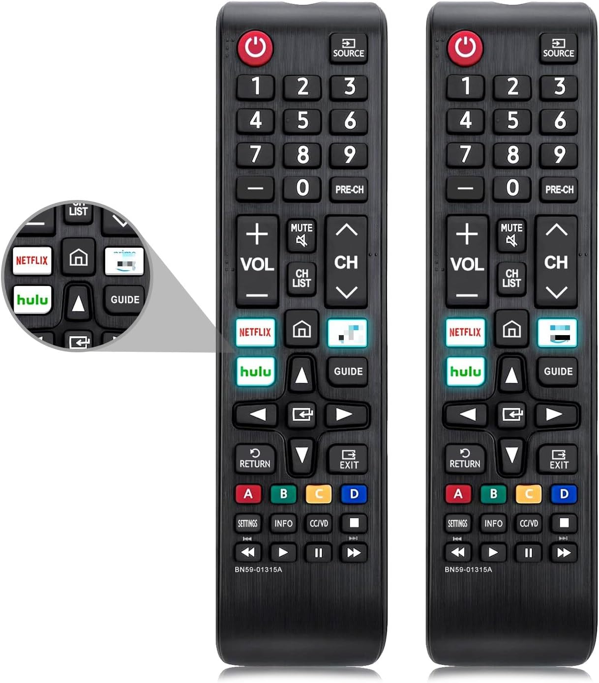 Zestaw 2 uniwersalnych pilotów do telewizorów Samsung, piloty zamienne do telewizorów Samsung, kompatybilne z Netflix, piloty