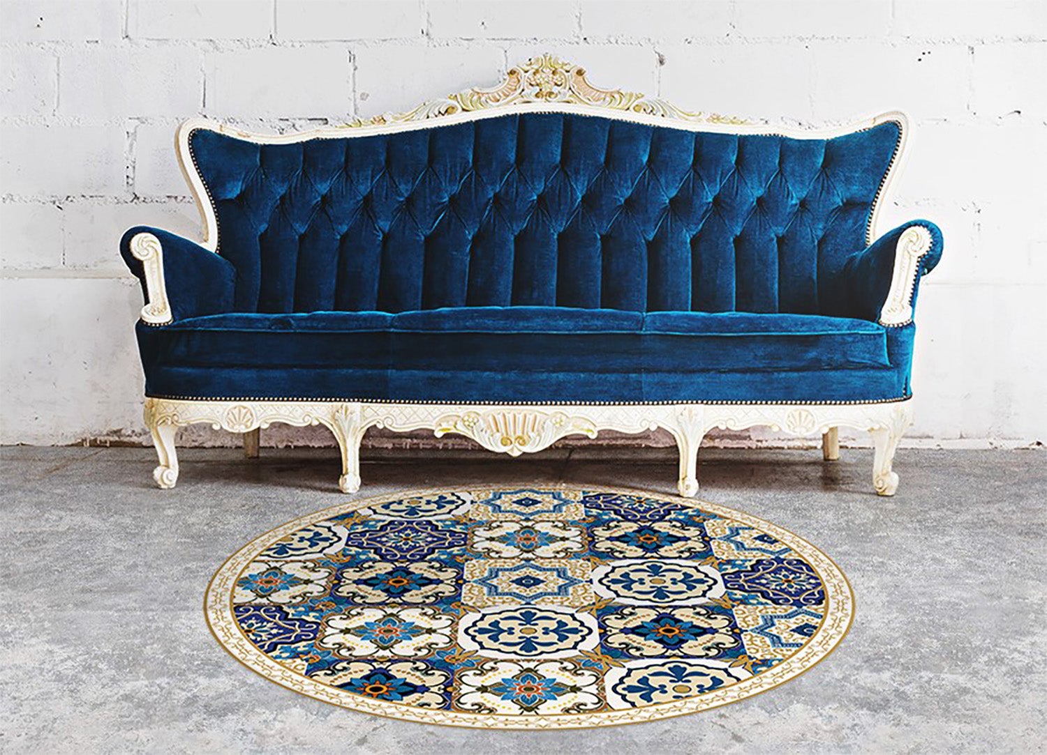 Passatoia vinile piastrelle portoghesi classiche, tappeto in vinile mediterraneo elegante 60x60 cm – Tulup - 2