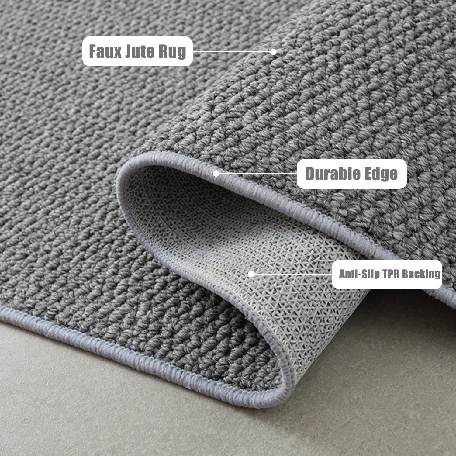 Tapis antidérapant imitant le sisal, tapis lavable et adapté aux animaux domestiques, tapis durable et résistant aux rayures, idéal pour salon（60*90） - 7