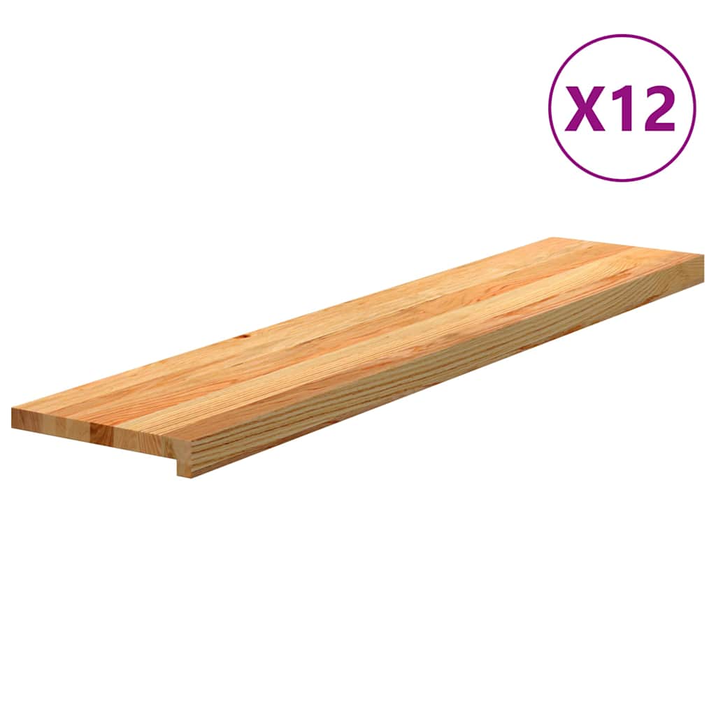 Stopnie schodowe, 12 szt. brązowe 120x25x2cm lite drewno dębowe vidaXL