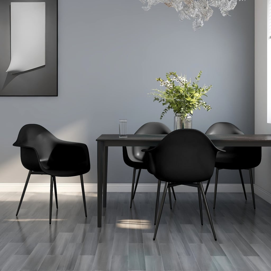 Set 4 Sedie Da Pranzo Imbottite In Tessuto Con Gambe In Metallo Nero - Portata 120kg - 3