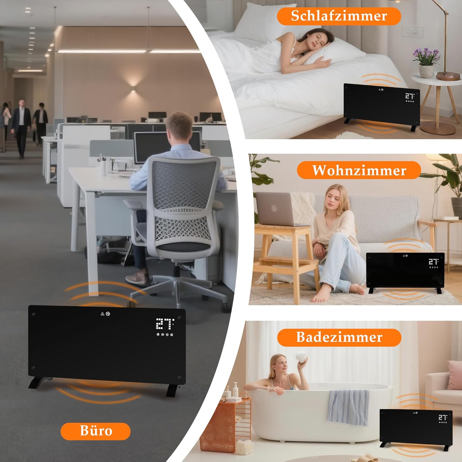 Nettlife Chauffage Électrique 2000W, Radiateur Silencieux avec Télécommande, Thermostat, Minuterie et 2 Niveaux de Puissance. - 5