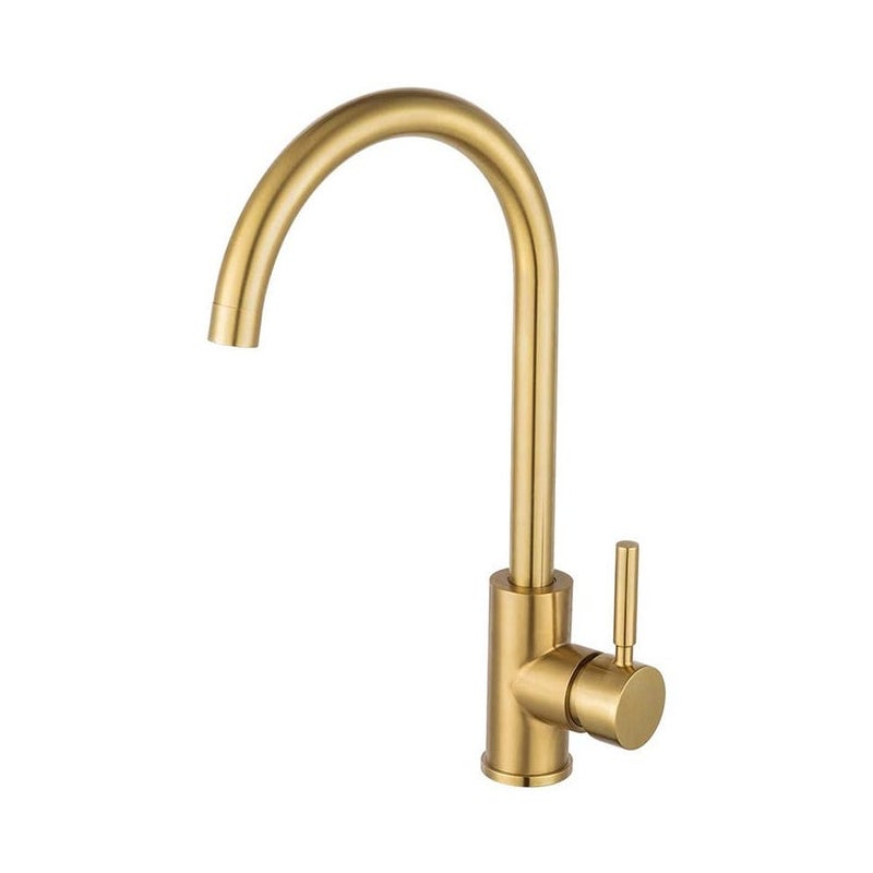 Bateria łazienkowa, bateria umywalkowa obrotowa 360°, bateria z wysoką wylewką, mała bateria kuchenna, szczotkowane złoto