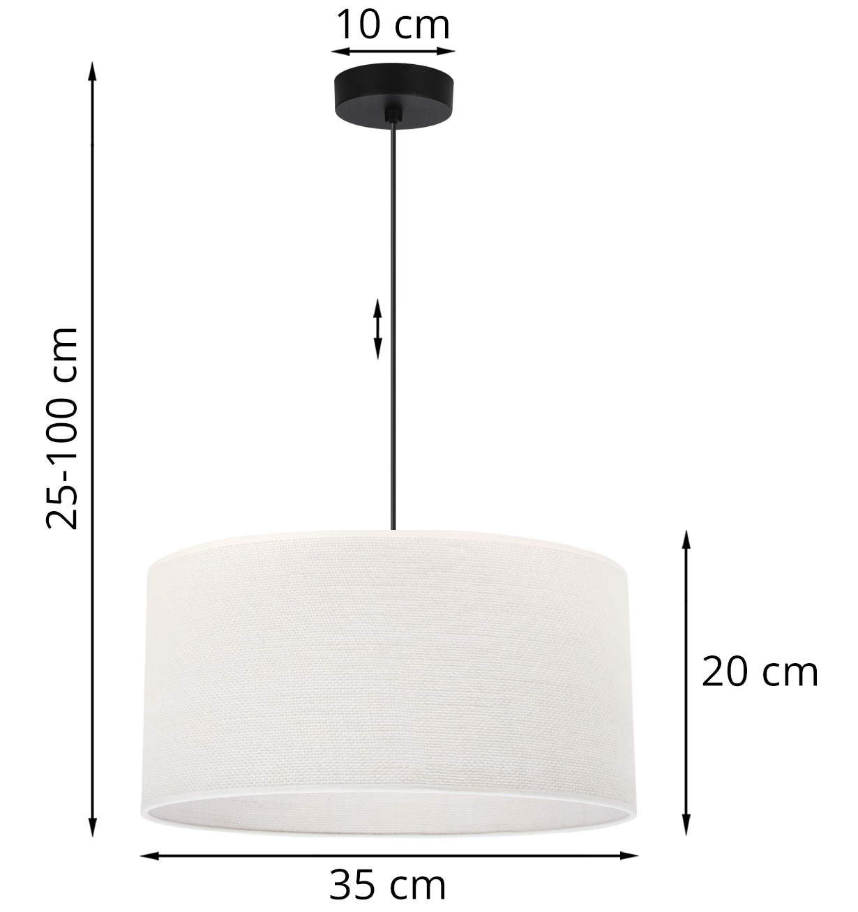 Lampa sufitowa wisząca Juta czarna boho 1xE27 abażur okrągły 35cm biały Light Home LH - 6