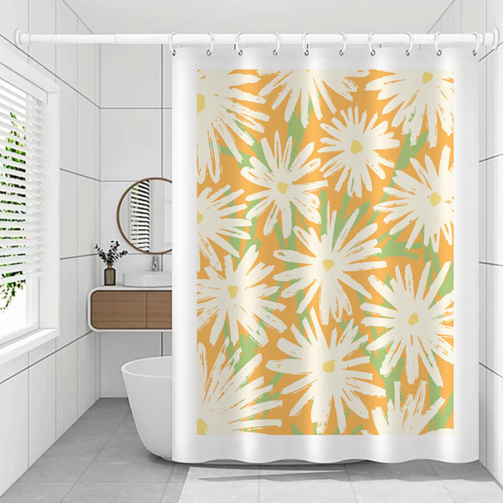 Zasłona prysznicowa łazienkowa, 180 x 200 cm, z 12 haczykami, szybkoschnąca (Daisy*1), wodoodporny poliester