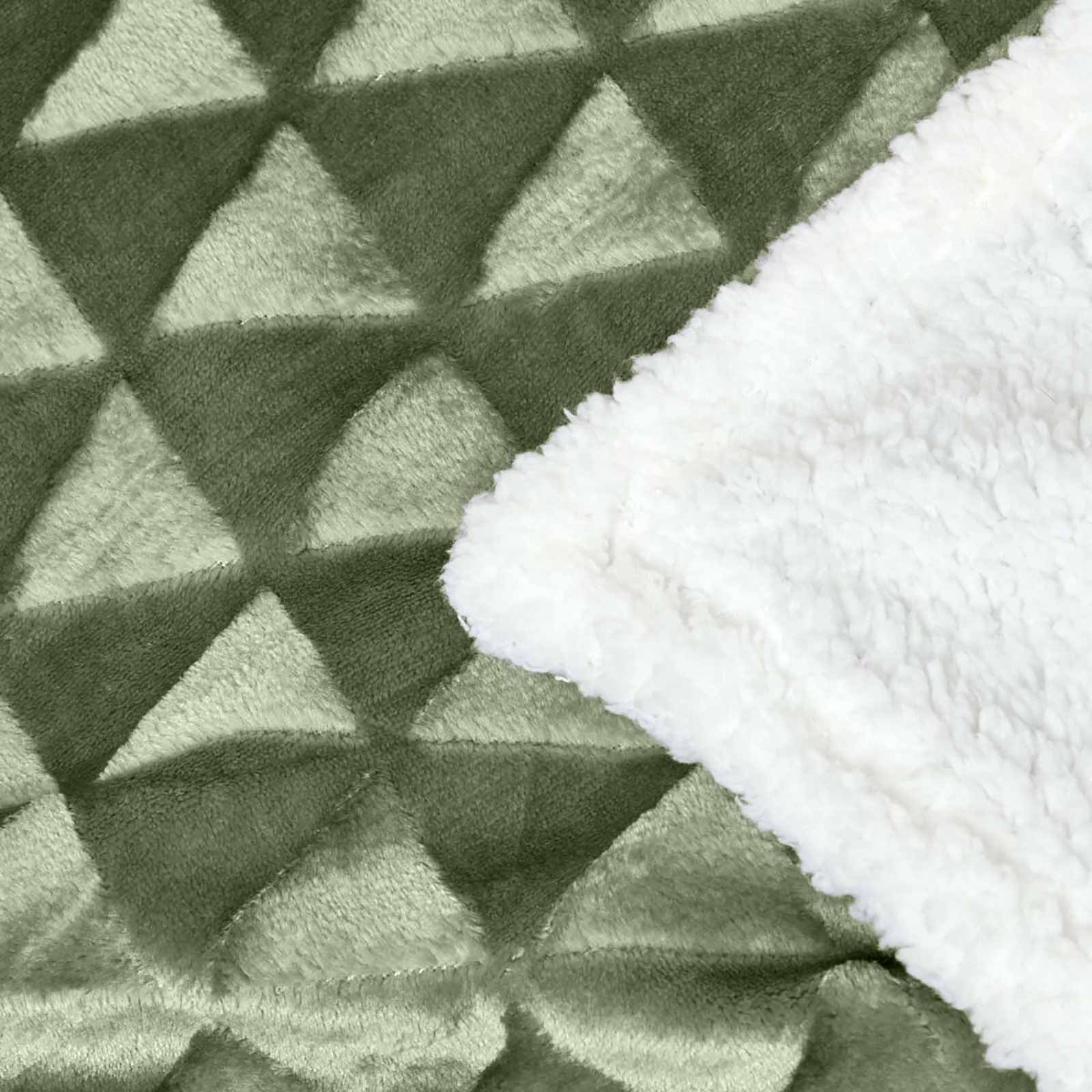 Homescapes Plaid polaire Vert sauge et revers sherpa, 200 x 230 cm - 5