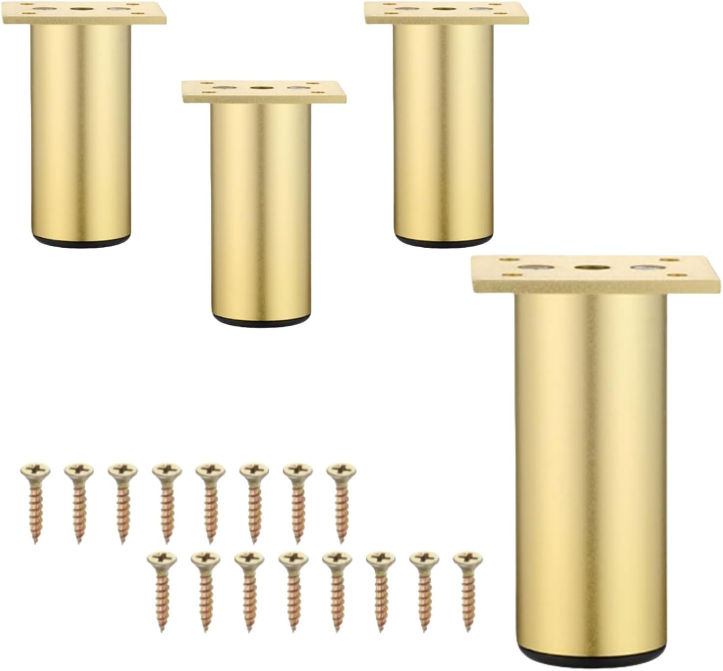 Zestaw 4 regulowanych nóżek meblowych ze stopu aluminium - 8 cm - do szafek, mebli biurowych, sof - złoty