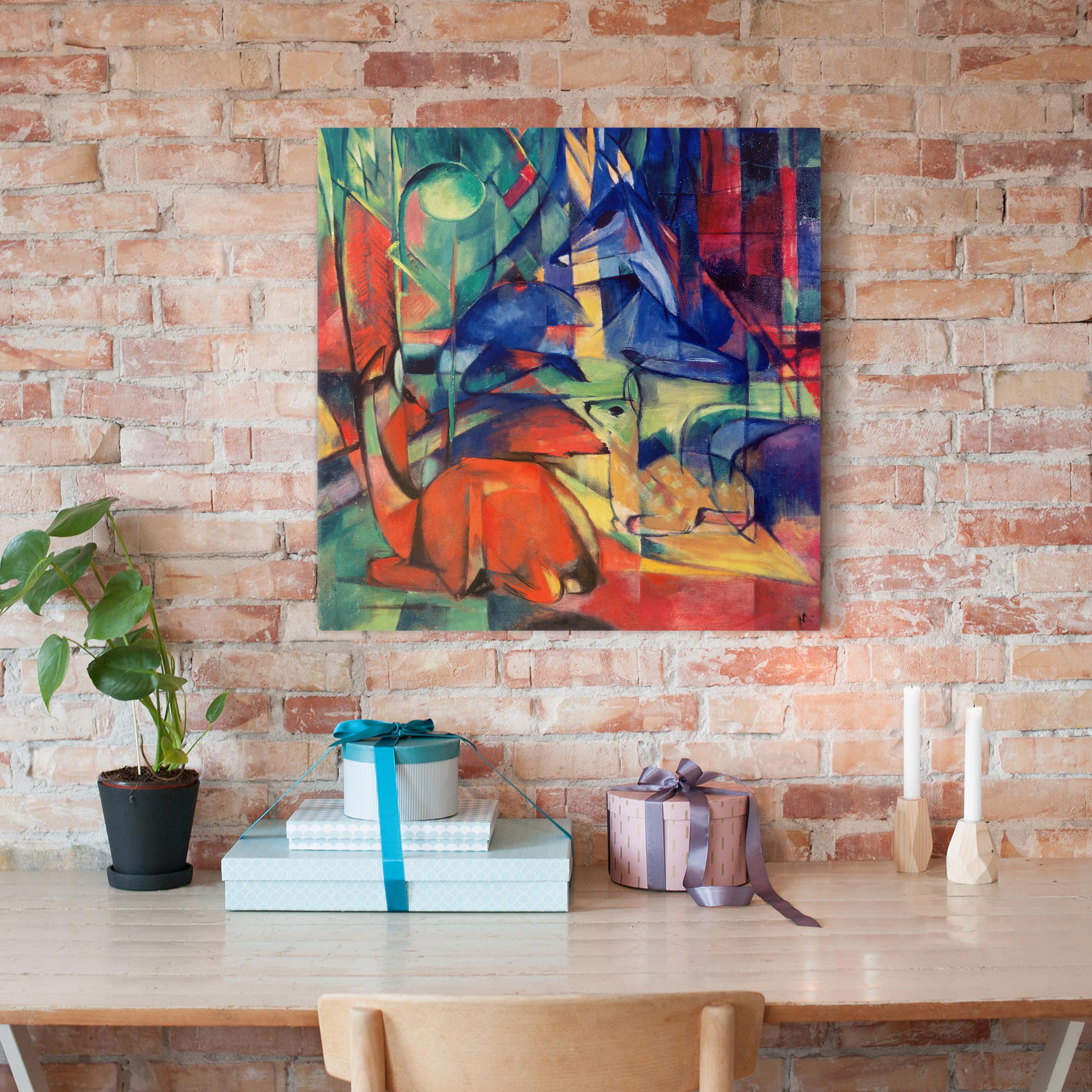 Impression Sur Toile Tableau Sur Toile Châssis Multicolore Franz Marc Art Peinture 97 Chambre à Coucher Salon Couloir 70 X 70 Cm | Leroy Merlin