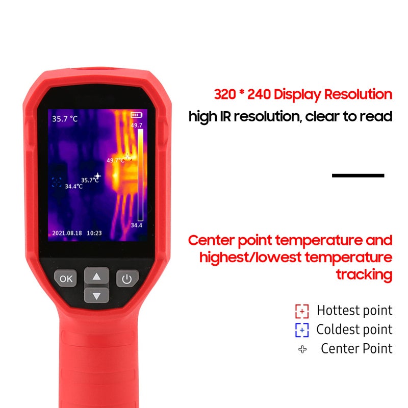Cámara termográfica infrarroja profesional UTi120S con pantalla LCD de 2,4 pulgadas, rango de temperatura de -20 a 400 °C, resolución térmica de 120 x - 2
