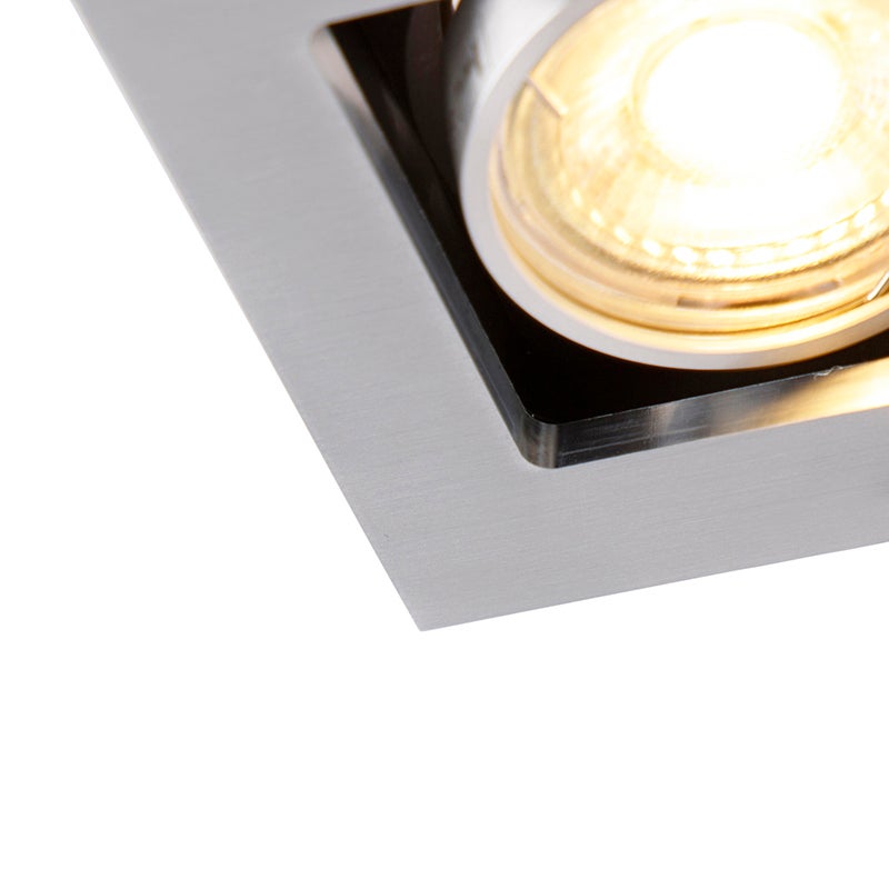 Set di 6 faretti da incasso rettangolari in alluminio a 2 luci - Qure - 6