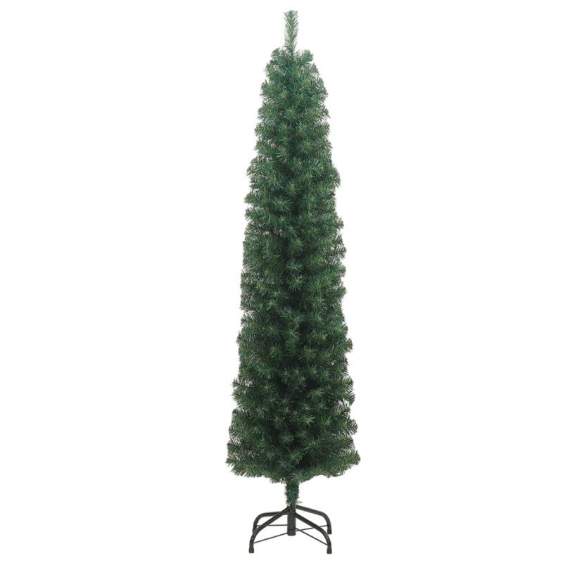 Árbol de Navidad artificial estrecho y soporte PVC verde 180 cm - 2