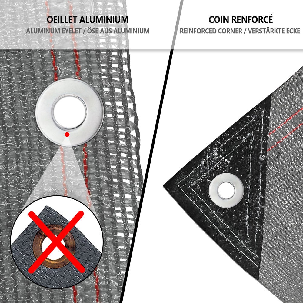 Brise vue occultant en HDPE 230g/m² 1x10m avec attaches de fixation gris VOUNOT® - 5