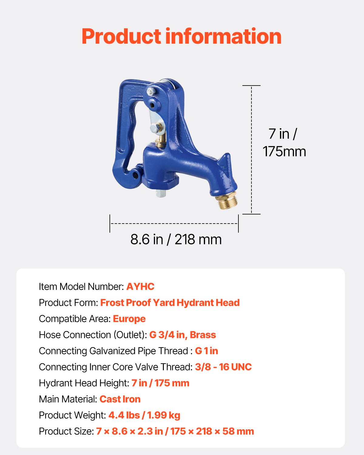 Robinet extérieur antigel,SucceBuy tête complète bouche incendie jardin,filetage tuyau galvanisé G 1