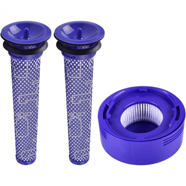 Zestaw 3 filtrów zamiennych przed silnikiem i po silniku do odkurzaczy bezprzewodowych Dyson V8 i V7, zestaw rodzinny
