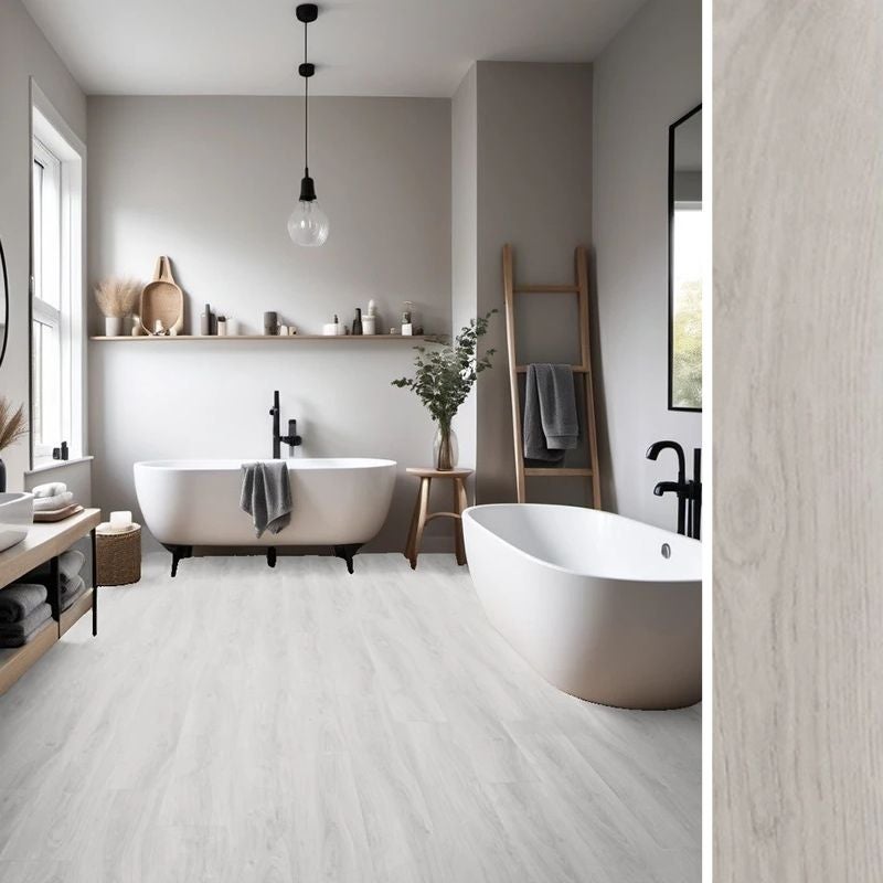 Arquiservi | suelo vinílico spc xl 6,5 mm [2,08m²] estable|no se deforma|tacto realista madera|silencioso| uso intenso|seguro|color agua nieve