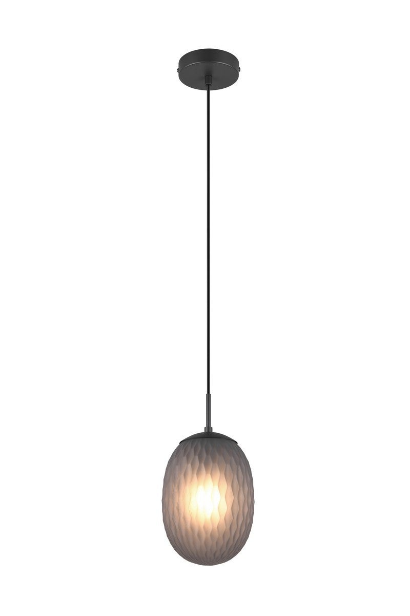 Lampa wisząca Facette czarna-dymiona 1xE27x25W minimalistyczna wym: 150 x 17 x 17 cm szkło Trio