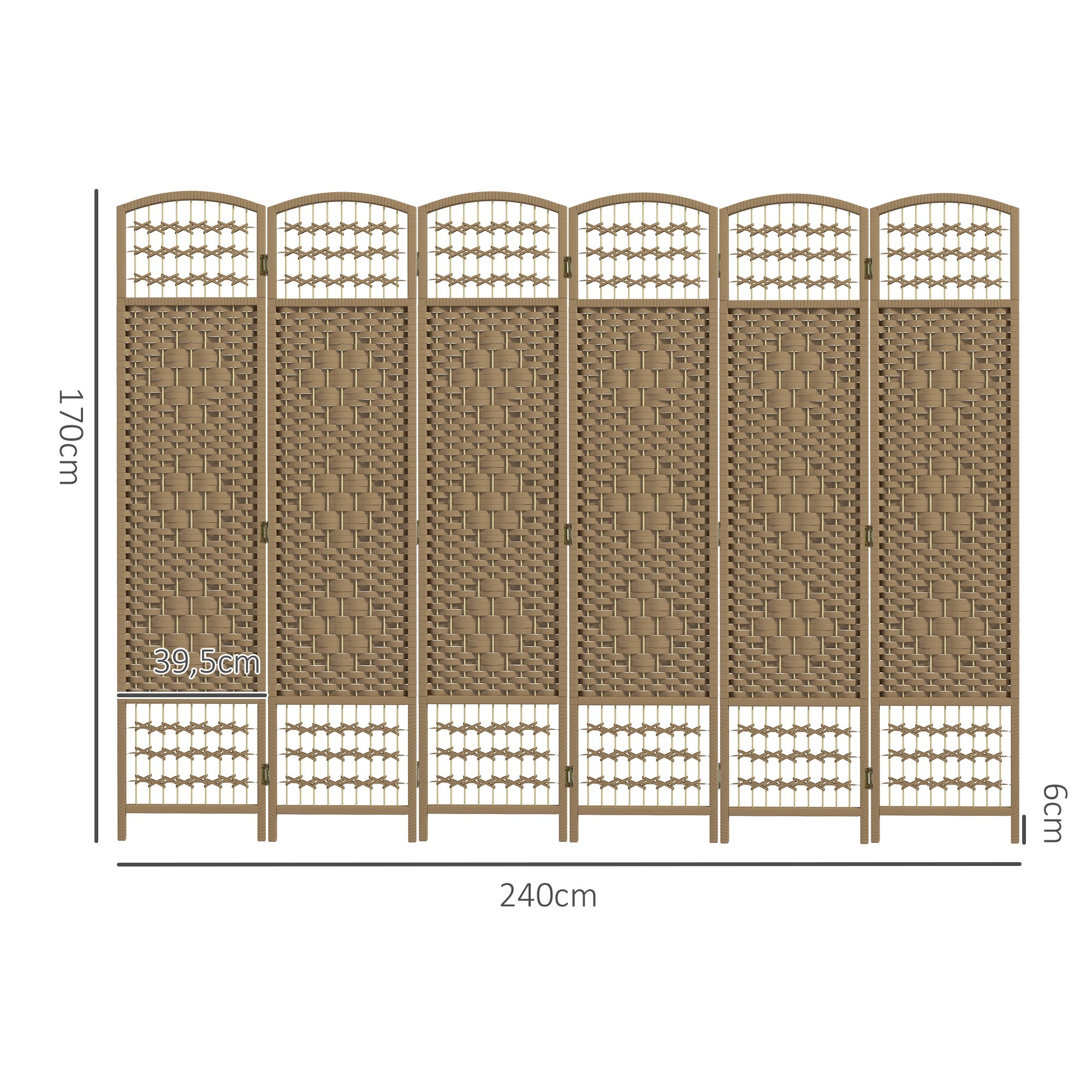 Séparateur pièce corde pliante carton 6 panneaux 160x170 cm, décoration naturelle chambre - 5