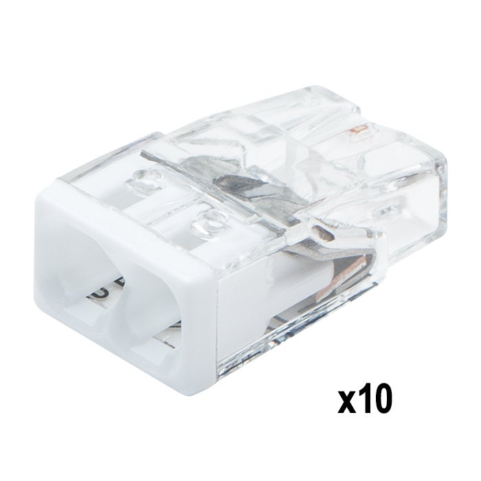 Flacon de 50 mini bornes WAGO, 400 V, 24 A, connexion PUSH WIRE®, transparent, pour fils 1 à 2,5 mm² - 3