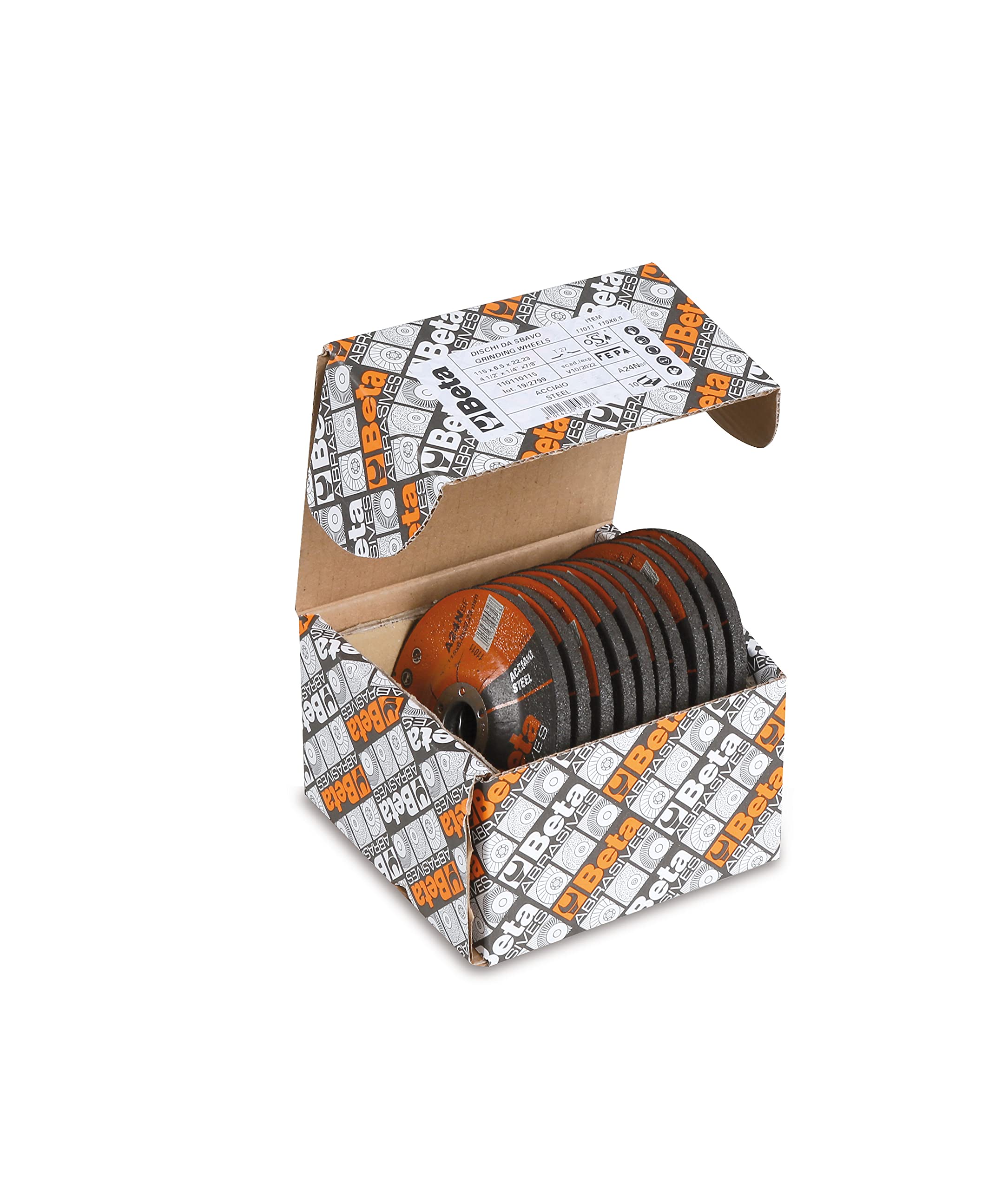 Lot De 10 Disques Abrasifs à Bavurer Beta 125 Mm X 6,5 Mm – Pour Acier Et Fonte, Centre Déprimé, Très Grande Durée De Vie