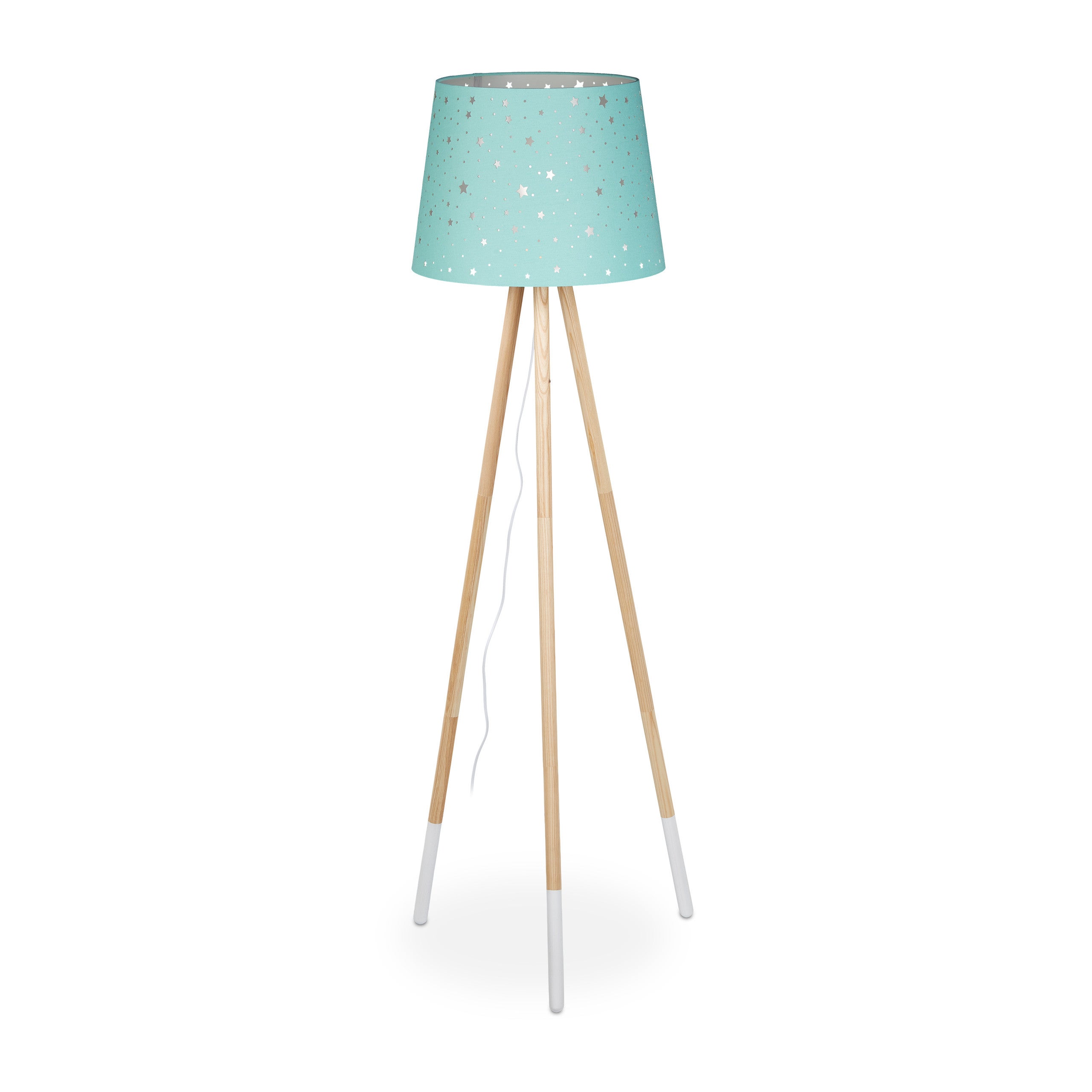 Lampada Da Terra Con Treppiede In Legno Di Teak Bianco E Marrone Miele 141 Cm 96310788