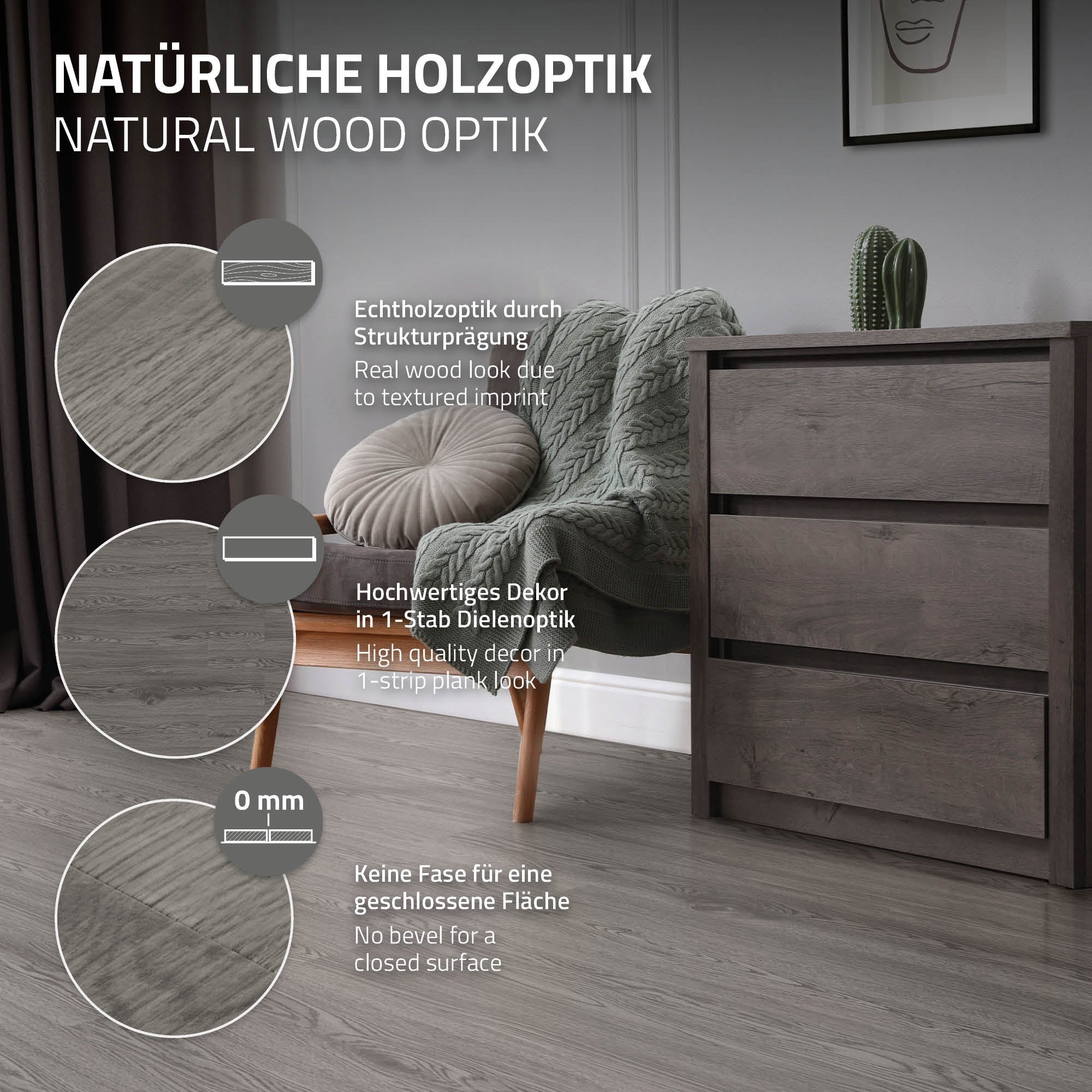 Revêtement de sol autocollant en PVC vinyle 6,69m²/48 planches 91,5 cm x 15,3 cm gris aspect chêne antidérapant résistant à l'eau et l'abrasion - 4