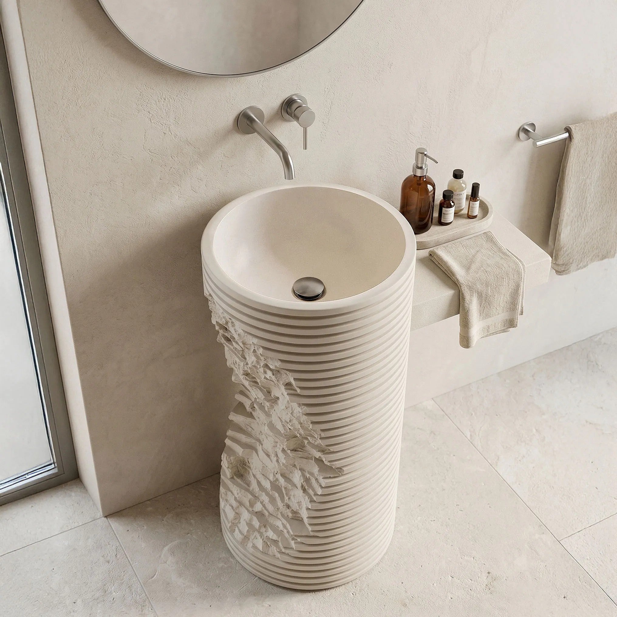 Vasque Autoportante Rea Traverna Round Beige - 2