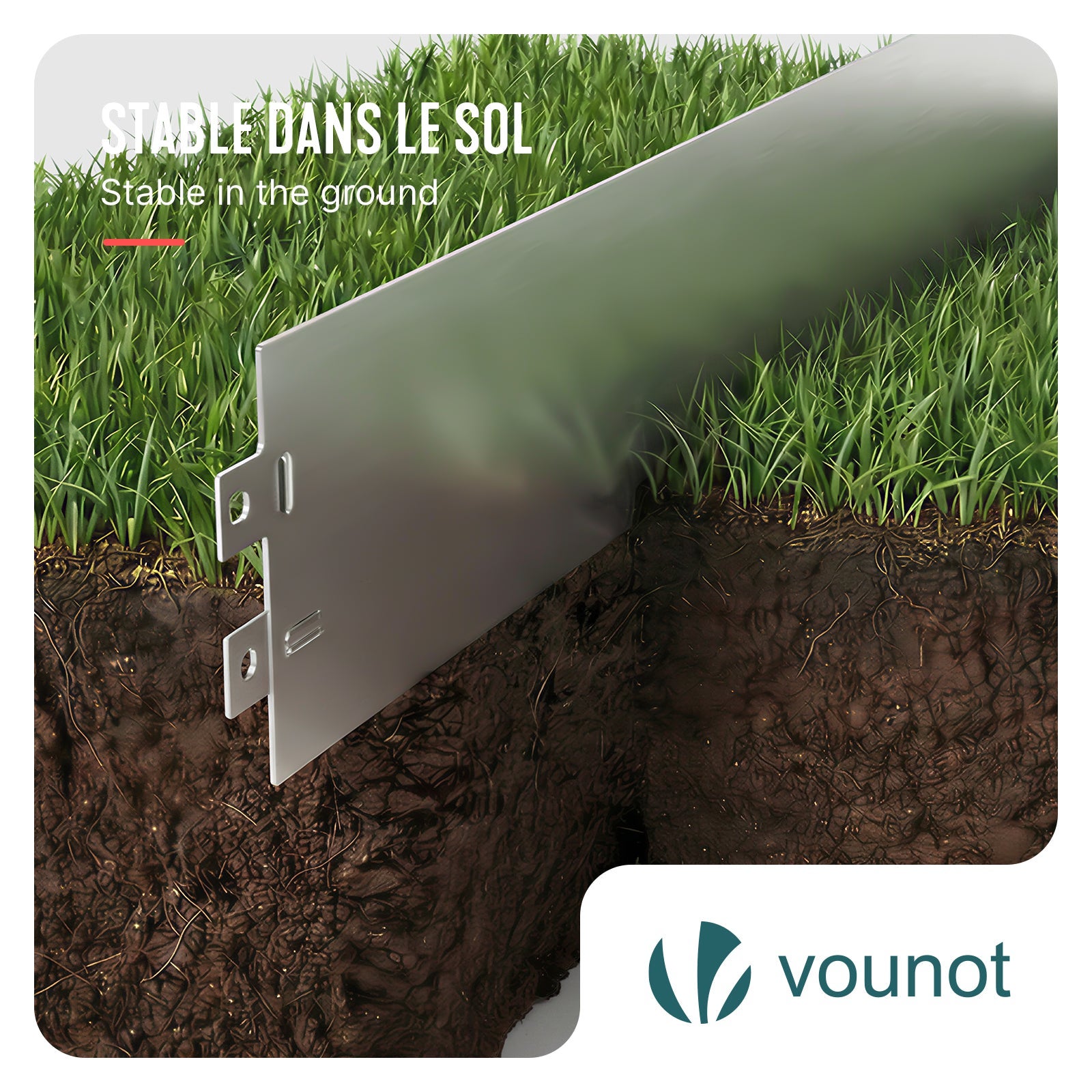 Lot de 10 Bordure de jardin en métal galvanisé flexible 100x18cm - clôture gazon antirouille 10m - VOUNOT® - 6