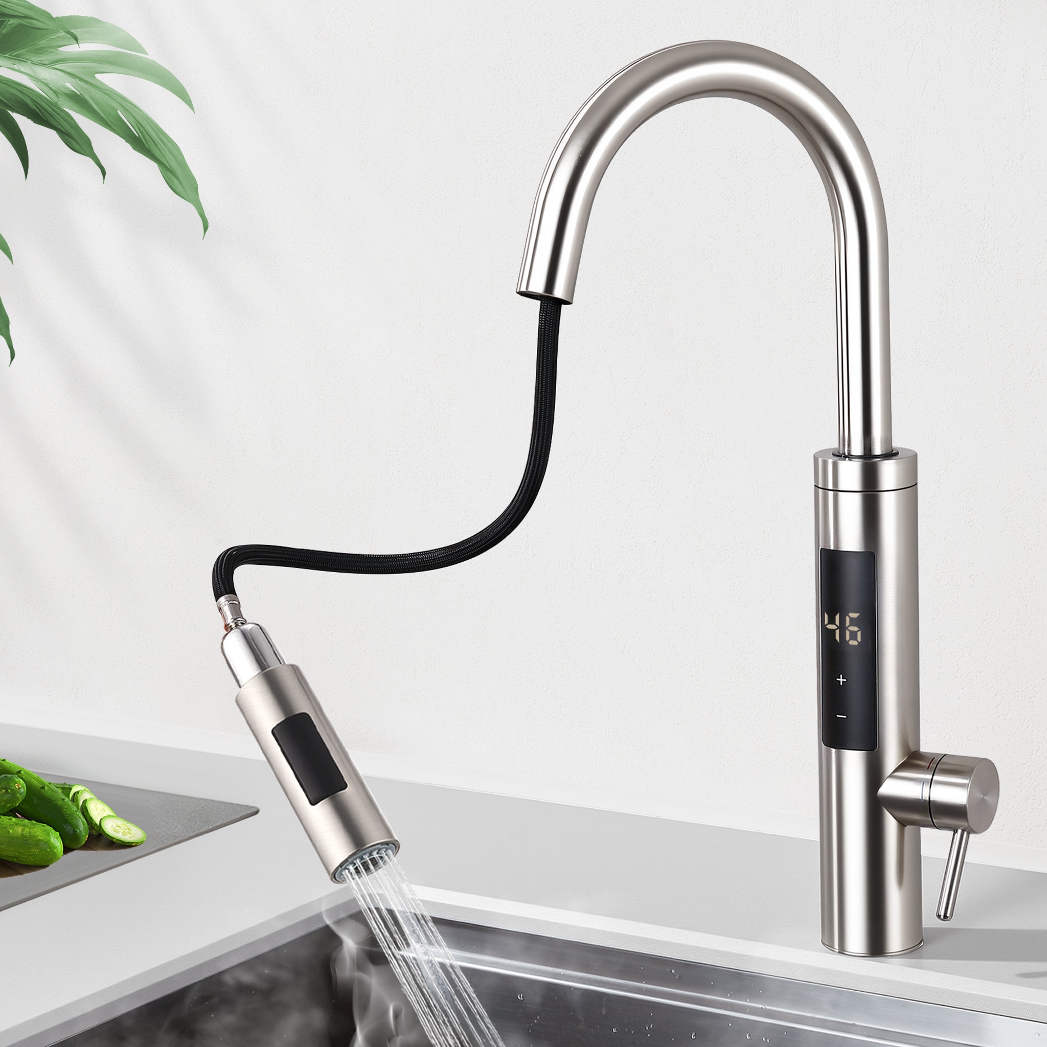 Mezclador de cocina eléctrico extraíble con calentador de agua