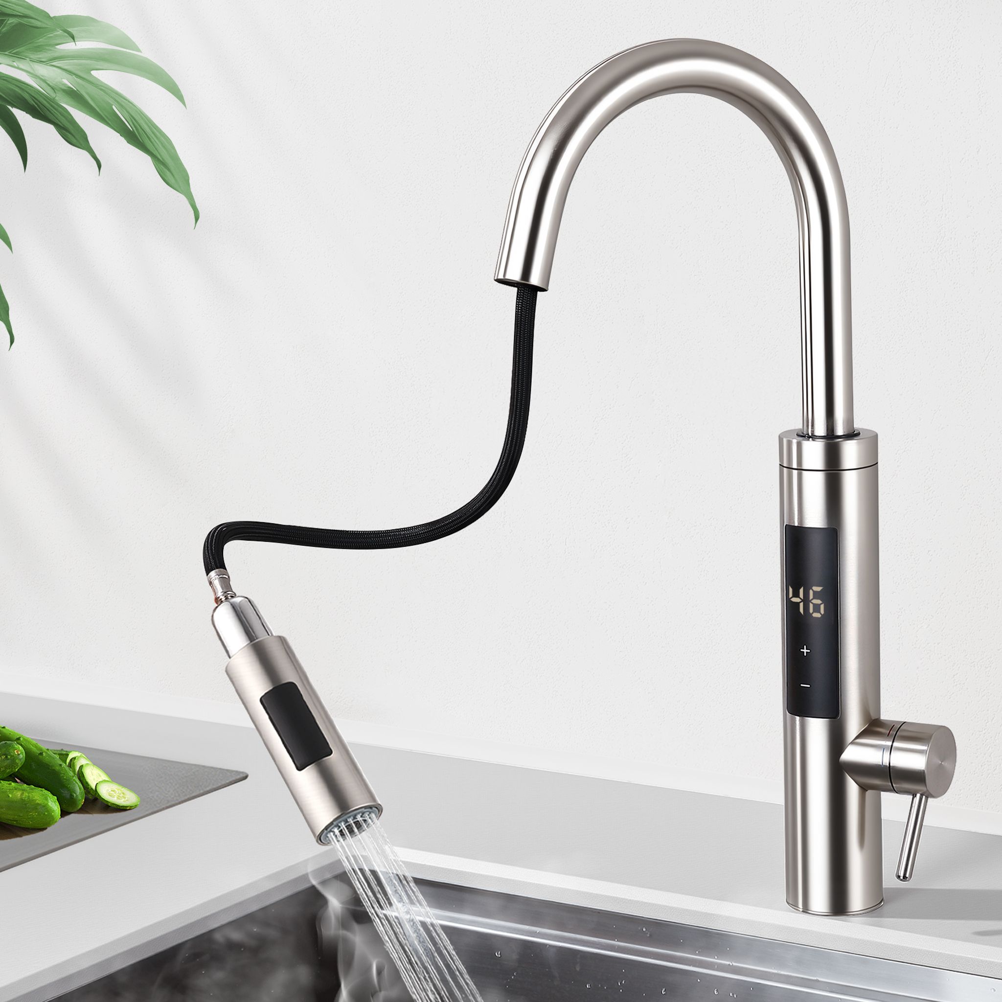 Mezclador de cocina eléctrico extraíble con calentador de agua