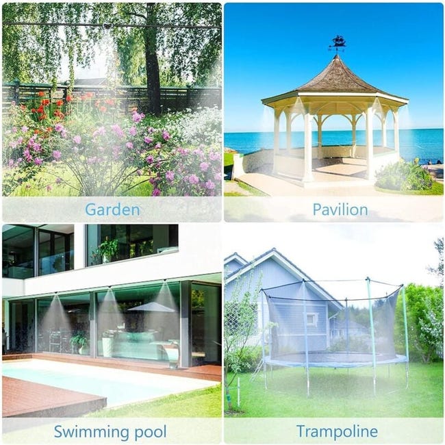 Brumisateur de Terrasse, 20M 20Buse Système de Brumisation Brumisateur Jardin Refroidissement avec Tuyau Durable et Buses Amovibles - 4