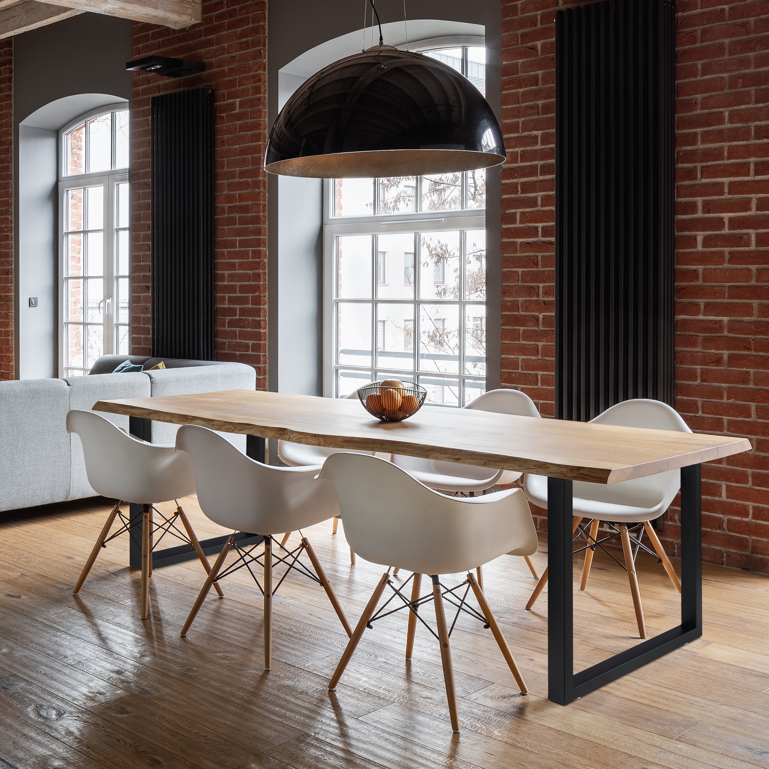 Pieds de table jeu de 2, BxH: 60x72 cm; supports métalliques, table basse, style industriel, noirs, Relaxdays - 5