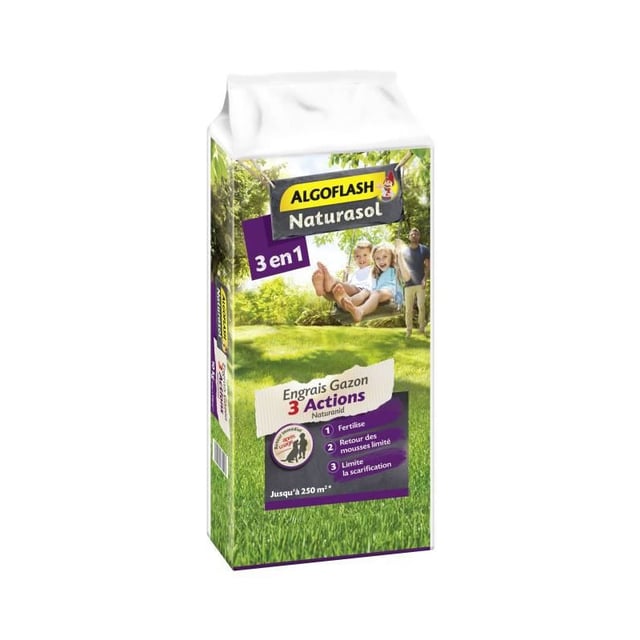 ALGOFLASH NATURASOL Engrais Gazon AG3BIO250 3 Actions Naturanid - 10 kg