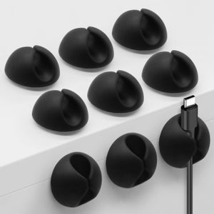 Xuuza Portacavi Magnetici In Silicone – 5 Clip + 5 Basette Metalliche – Organizzatore Per Scrivania, Comodino E Auto – Nero - 4