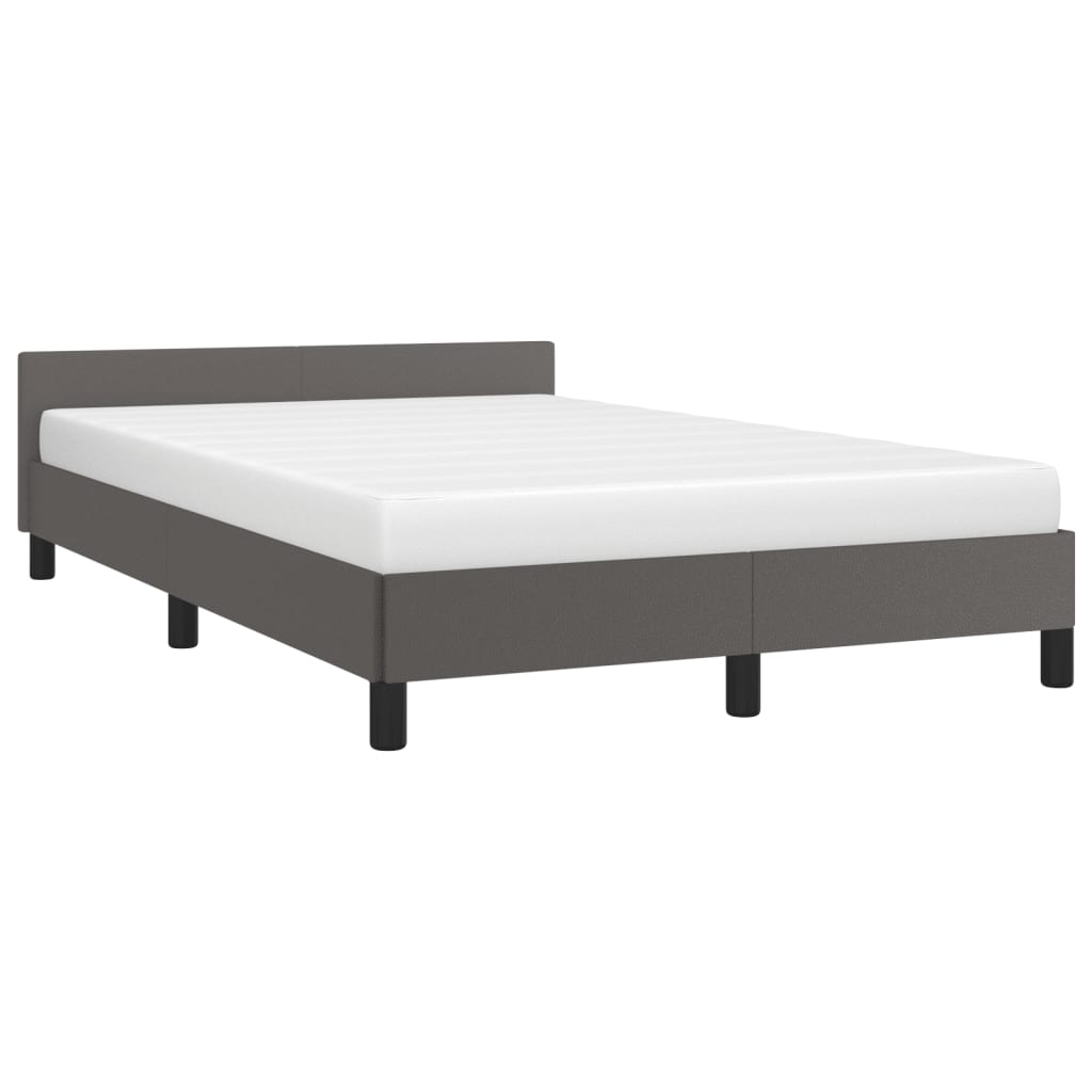Cadre de lit sans matelas gris en similicuir, pour la chambre, 120 × 190 cm - 4