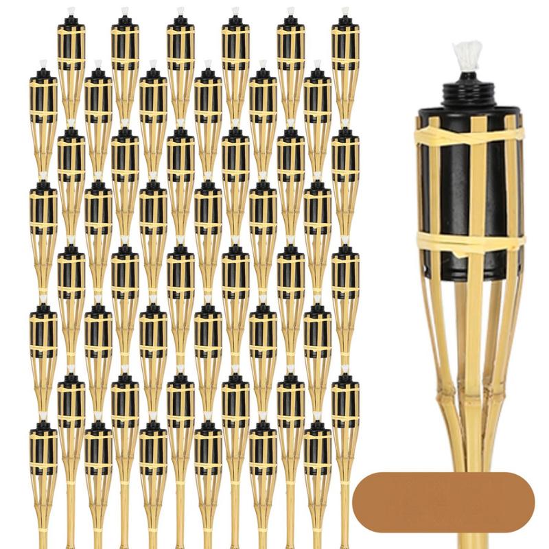 48pcs torches de jardin torche de jardin en bambou 90cm lampe torche en ...