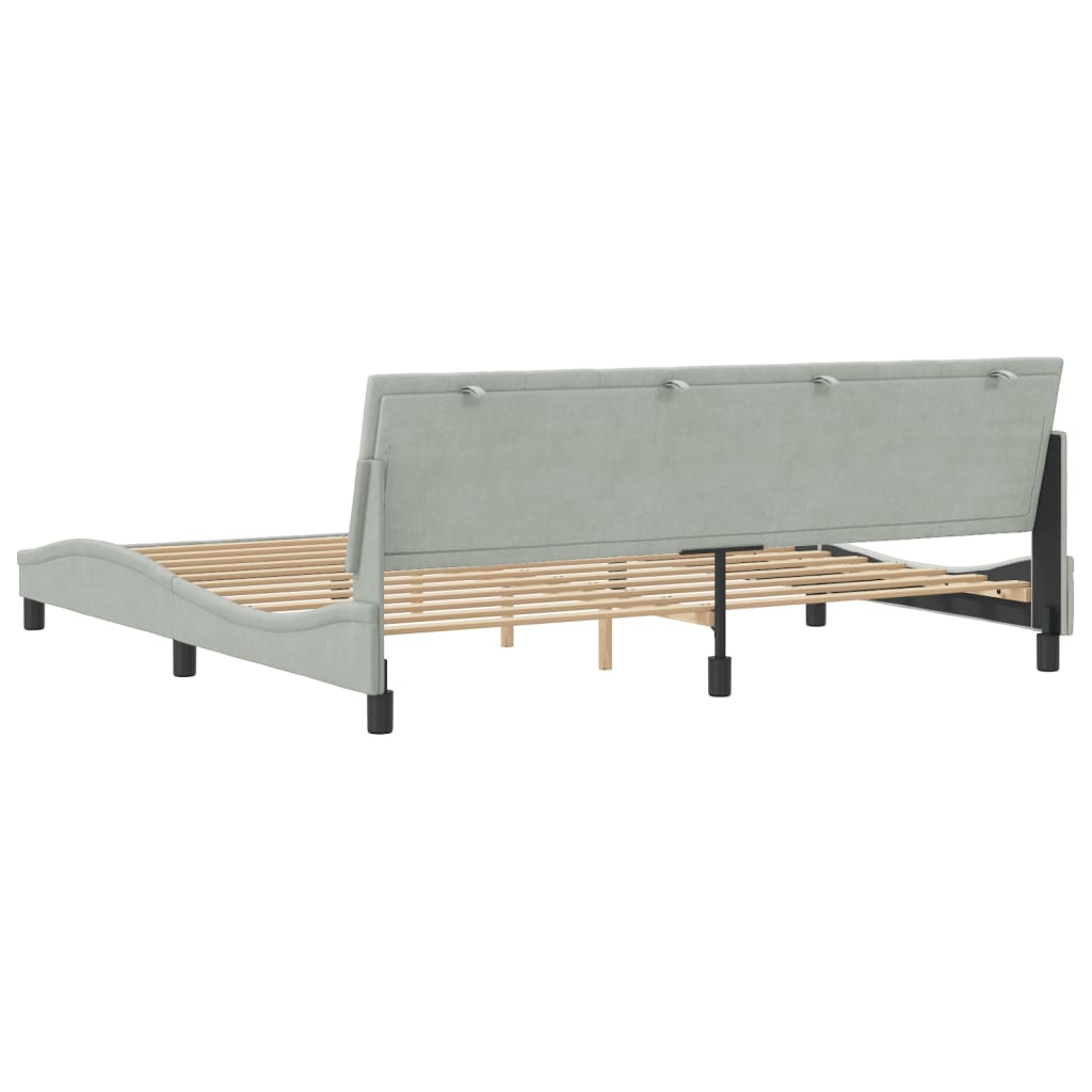 Cadre de lit sans matelas gris clair 200x200 cm velours - 7