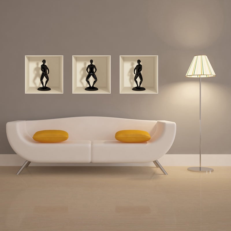 Pegatina de efecto 3d bailarinas - adhesivo de pared - revestimiento sticker mural decorativo - 30x90cm