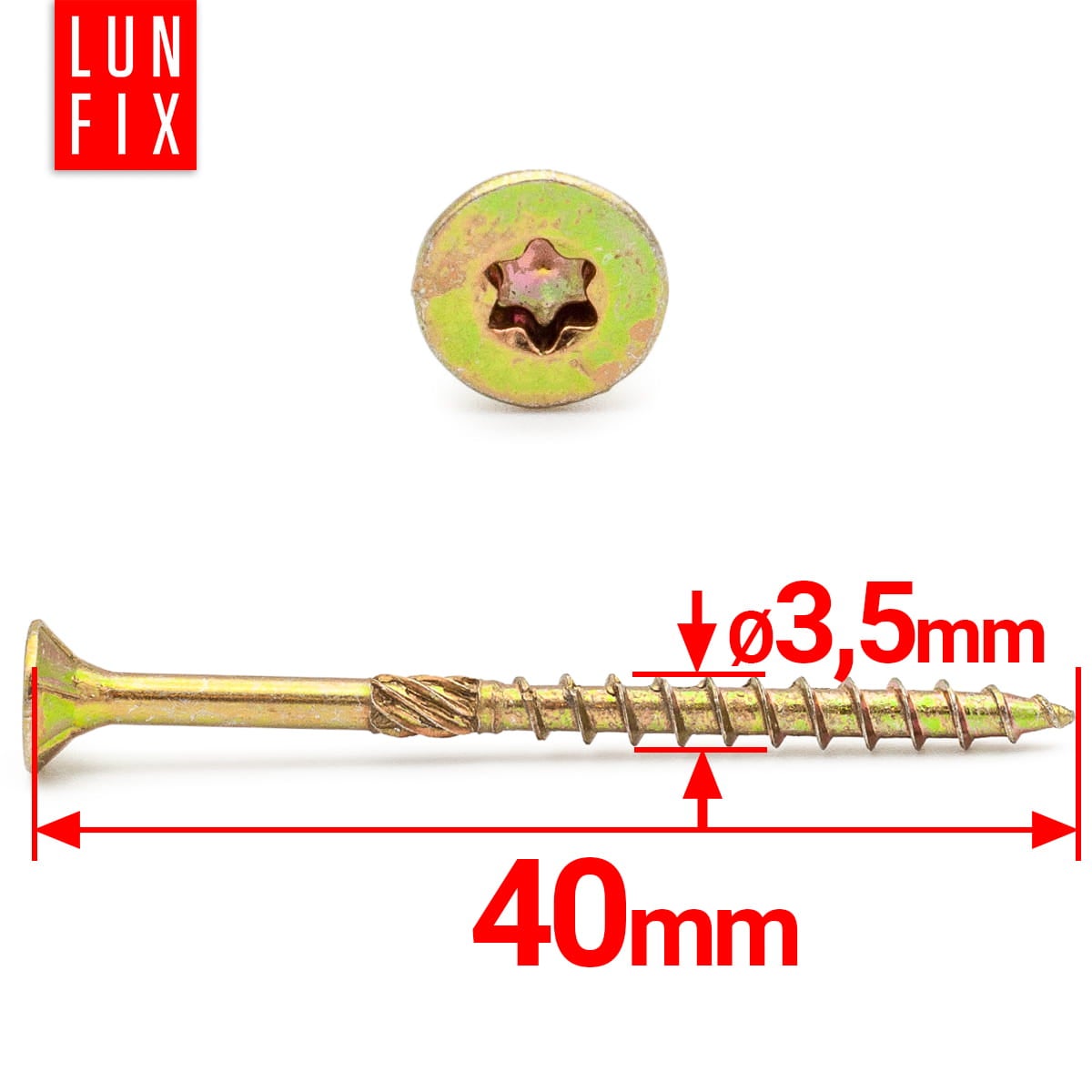 Wkręty ciesielskie z łbem stożkowym 3,5x40mm 500szt. - 2