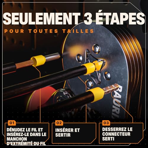 BAURIX Pince à sertir auto-ajustable [0,25-10 mm], modèle PERSEUS, pour embouts isolés et non isolés - 3