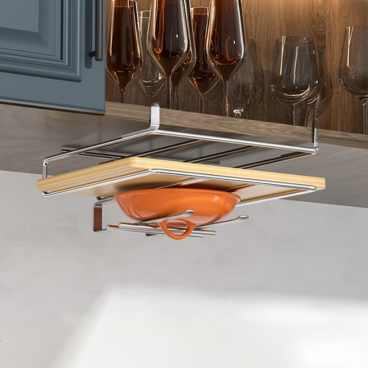 Wisząca półka kuchenna, stojak kuchenny na pokrywki do garnków, deski do krojenia – 13,3×25,8×26,8 cm – srebrna