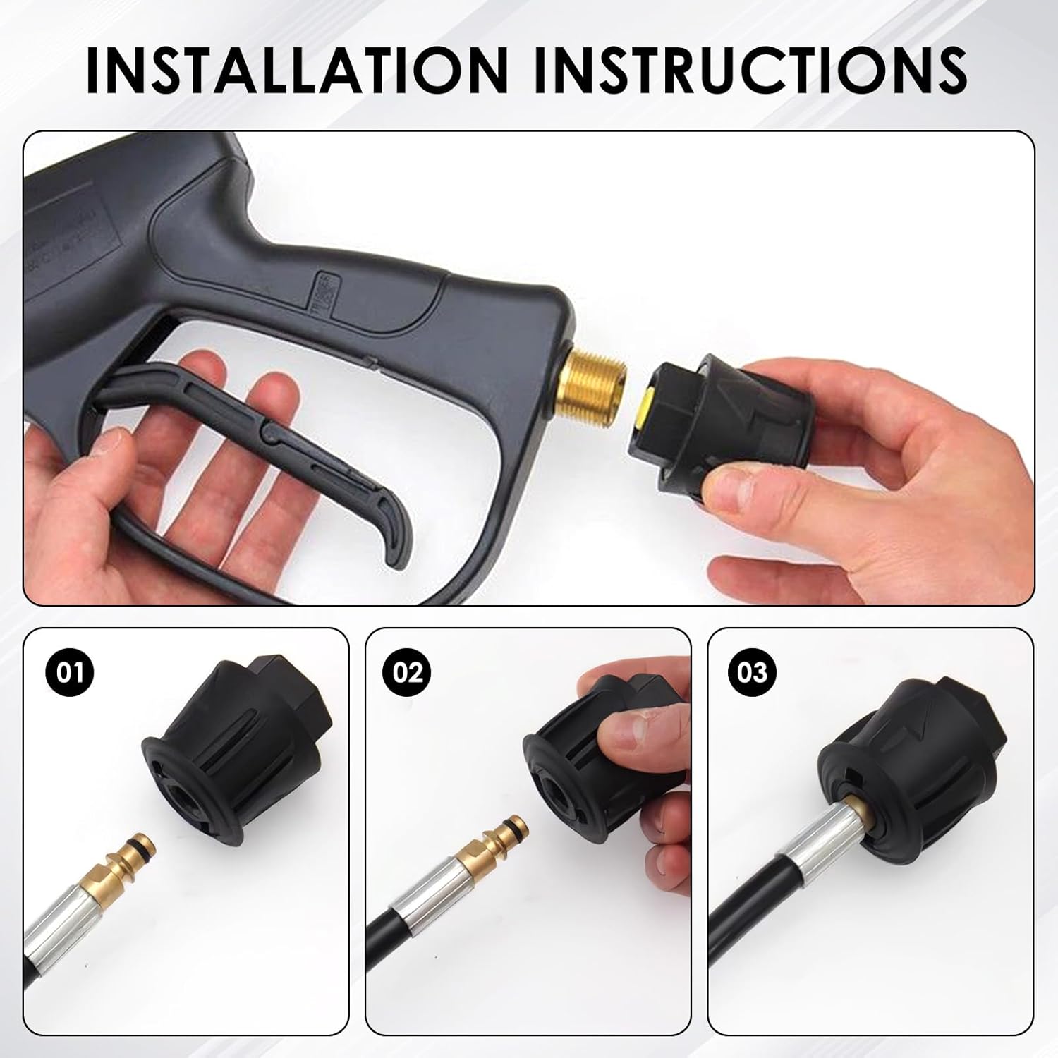 Adaptateur Tuyau de Nettoyeur Haute Pression M22 – Quick Connect pour Karcher K2-K7, Lot de 2 Raccords - 3